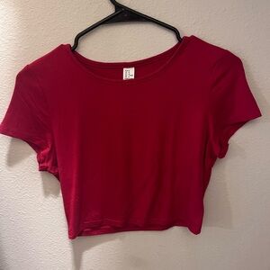 red cropped baby tee